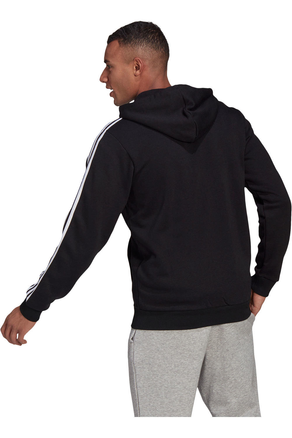 adidas sudadera hombre Essentials Fleece 3 bandas con capucha vista trasera