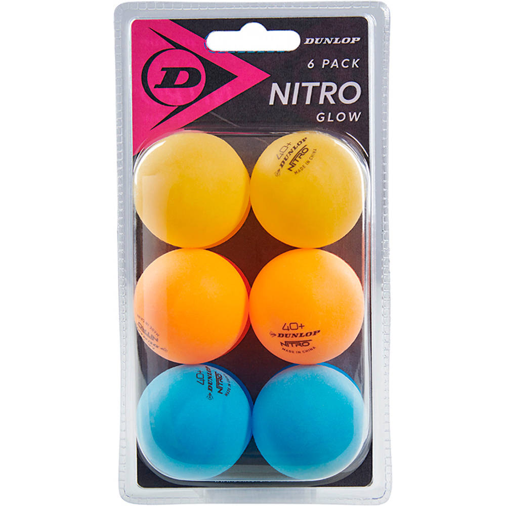 Dunlop pelota ping-pong naranja NITRO GLOW BLISTER 6 vista frontal