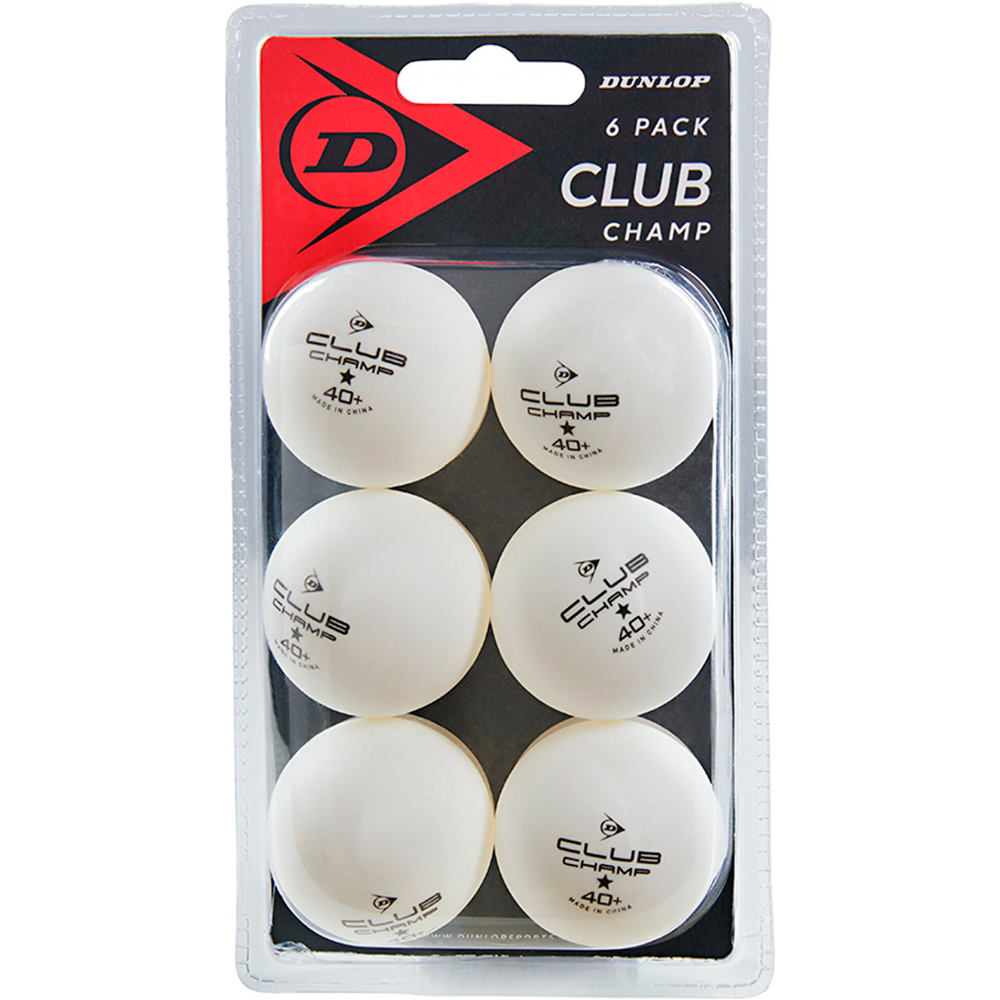 Dunlop pelota ping-pong blanca CLUB CHAMP BLISTER 6 vista frontal