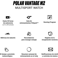 Polar pulsómetros con gps POLAR VANTAGE M2 BLK/GRY S-L 08