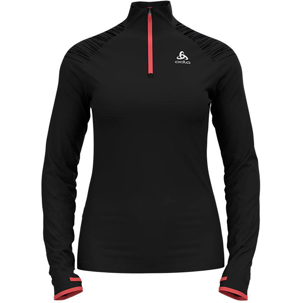 Odlo camiseta técnica manga larga mujer Midlayer 1/2 zip AXALP CERAMIWARM vista frontal