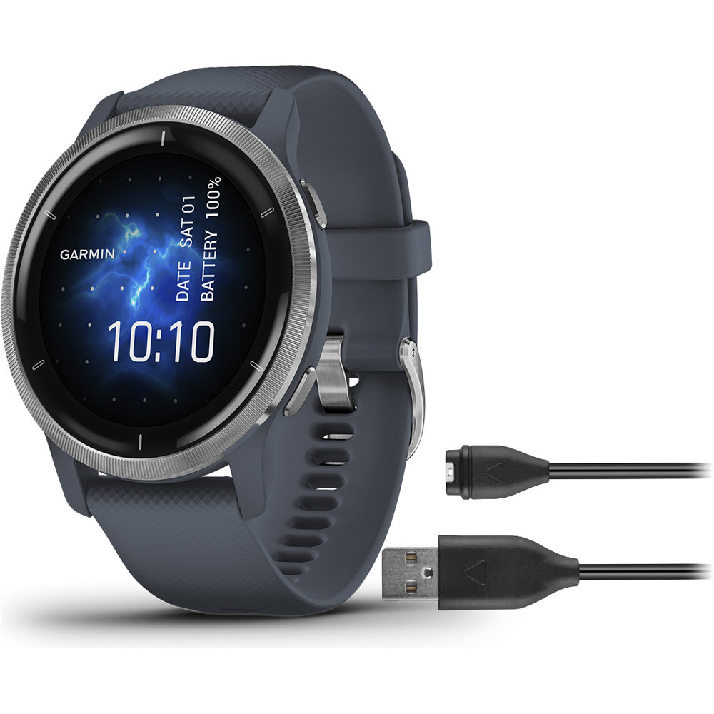 Garmin smartwatch VENU 2 Blue Granite/Silver WW vista frontal
