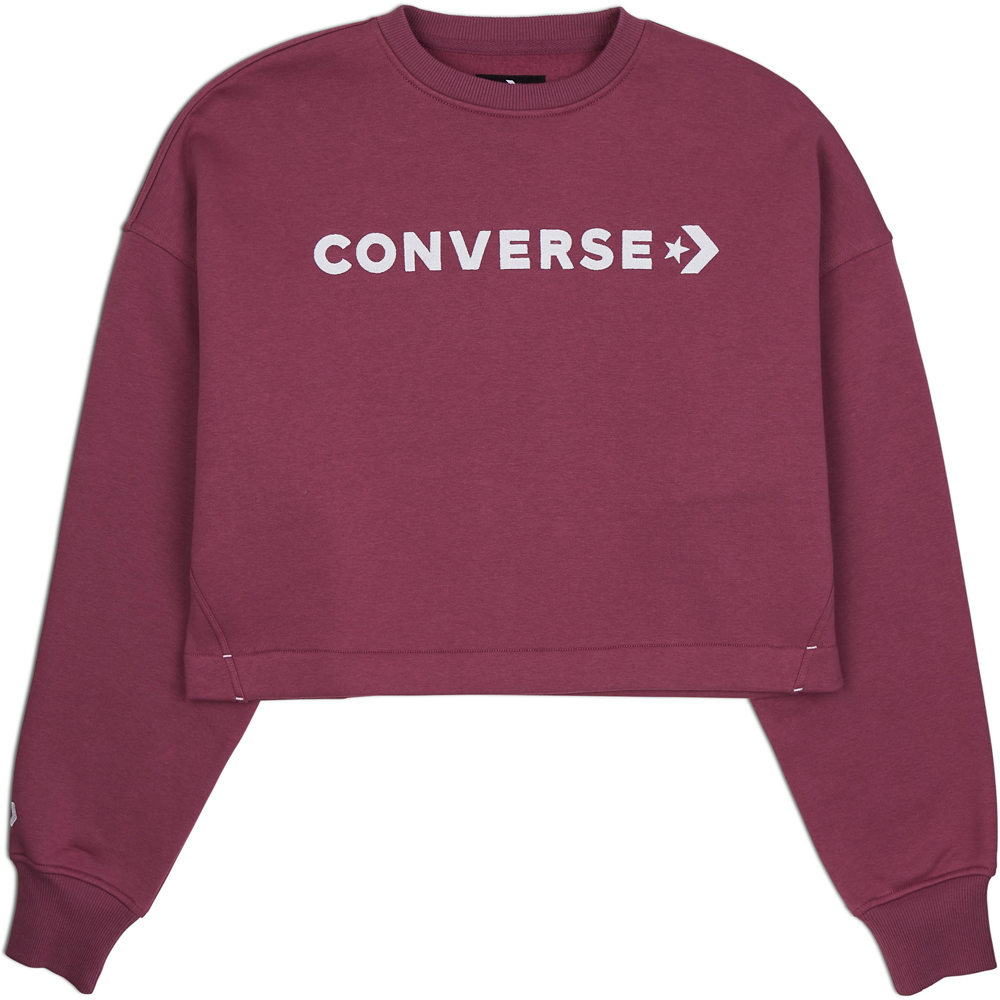 Converse sudadera mujer EMBROIDERED CROPPED CREW vista frontal
