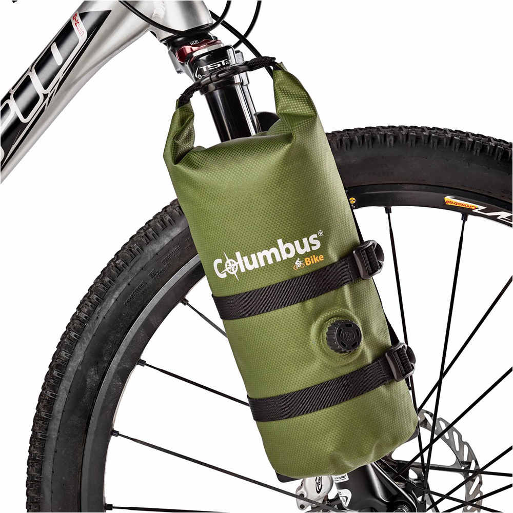 Columbus Outdoor alforjas bicicleta DRY FORK BAG 3,5lt con soporte y valvola 01