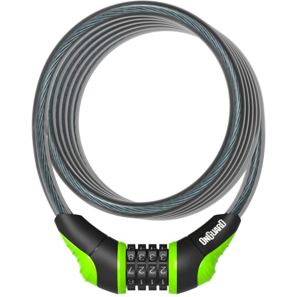 Candado espiral neon combi 180cmx12mm candado bicicleta Verde (UNICA)