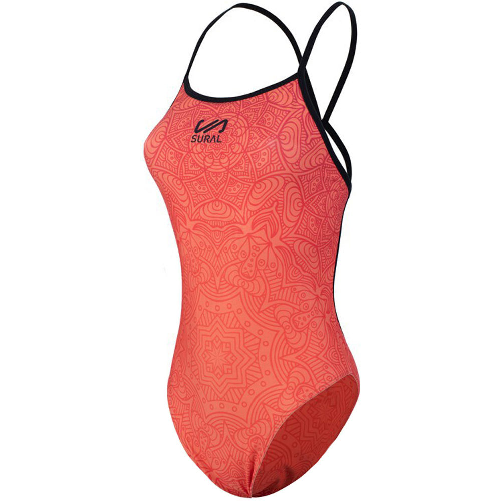 Flor mandala bañador natación mujer Naranja