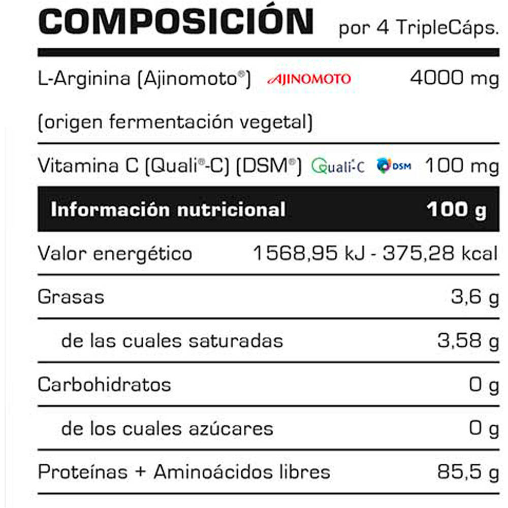 Vitobest Aminoacidos L-ARGININE 2000 - 180 TripleCaps. 01