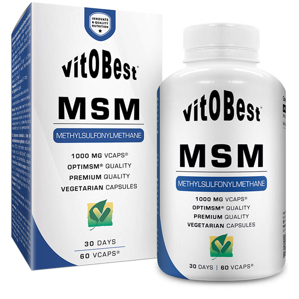 Vitobest complementos nutricionales MSM 60 Vcaps. vista frontal