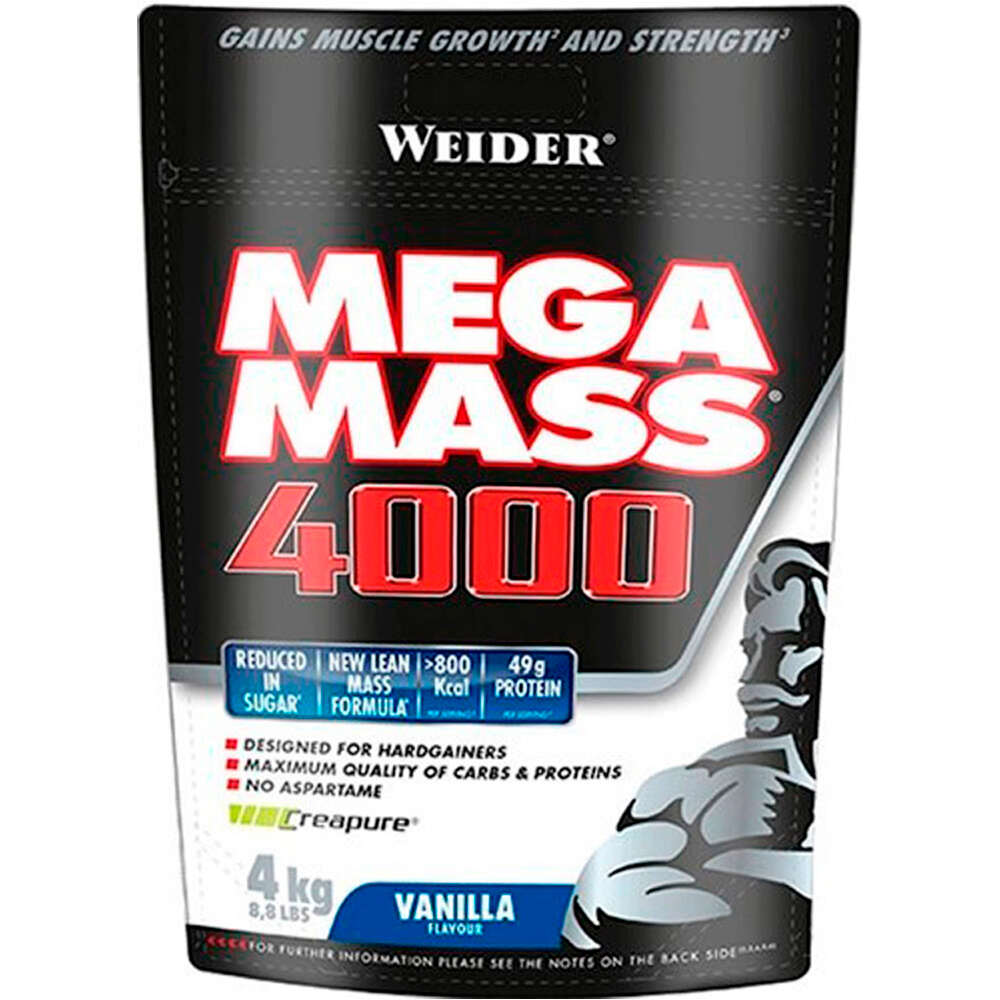 Weider Aumento Peso/Gainers Mega Mass 4000 Vainilla Bag Nueva Fo 4kg vista frontal