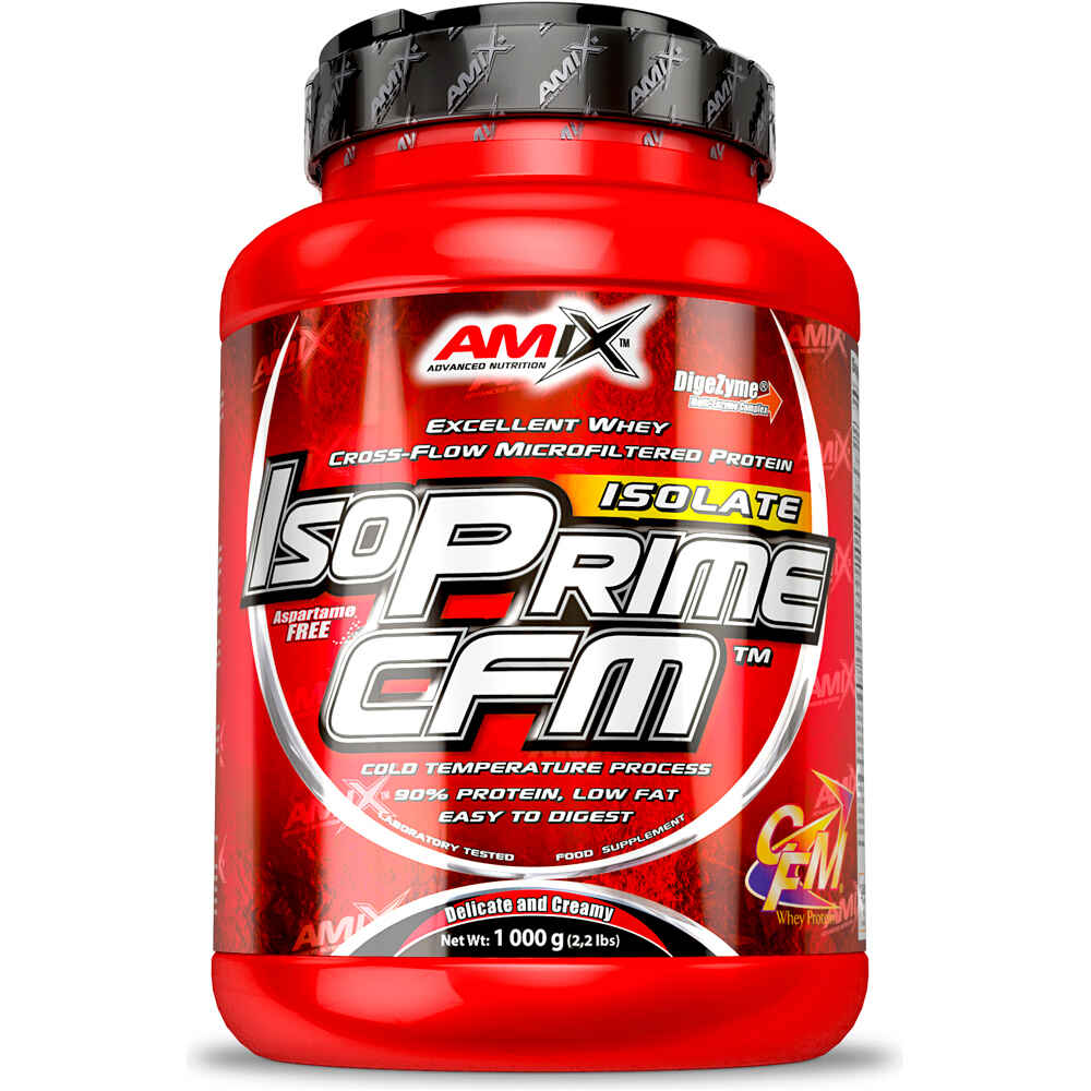 Amix Nutrition Proteinas Aislado Suero/Whey ISOPRIME CFM ISOLATE 1 KG Chocolate vista frontal