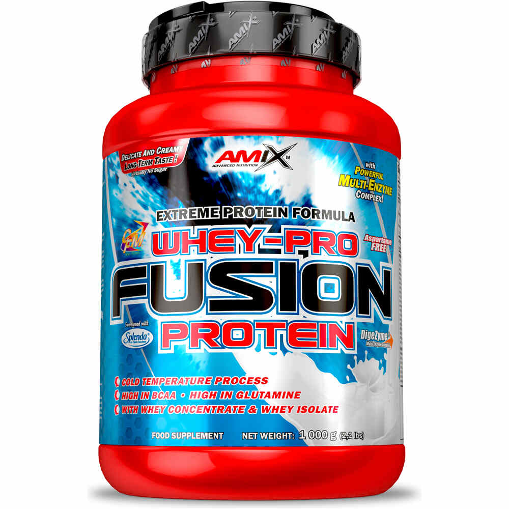 Amix Nutrition proteínas WHEY-PRO FUSION 1 KG Fresa vista frontal