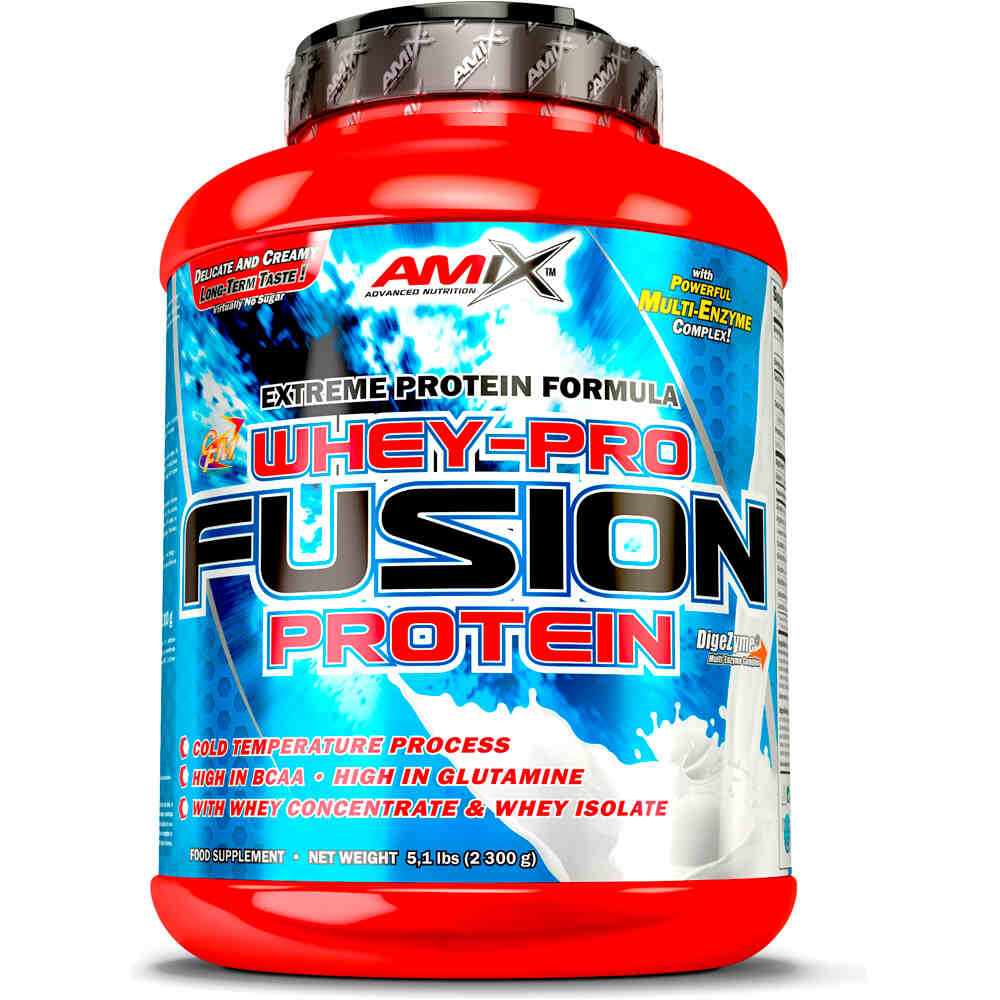 Amix Nutrition proteínas WHEY-PRO FUSION 2,3 KG Fresa vista frontal