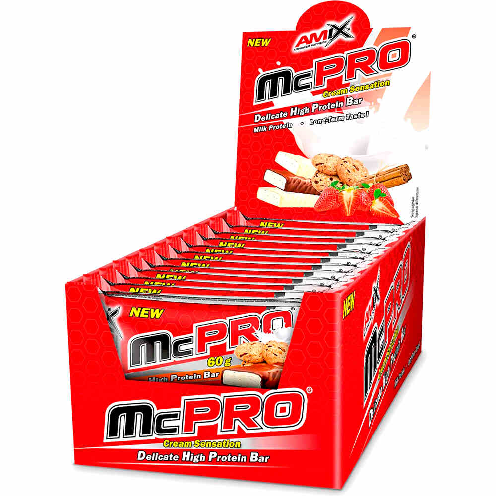 Amix Nutrition barritas energéticas CAJA McPRO PROTEIN BAR 24*35GR Cookie-cr vista frontal