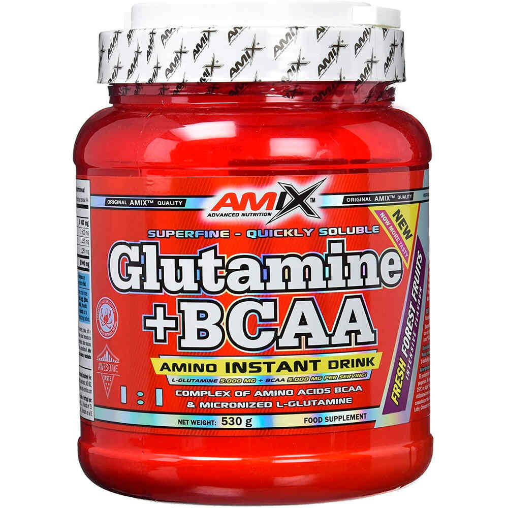 Amix Nutrition Aminoacidos GLUTAMINE+BCAA 530 GR Frutas del bosque vista frontal