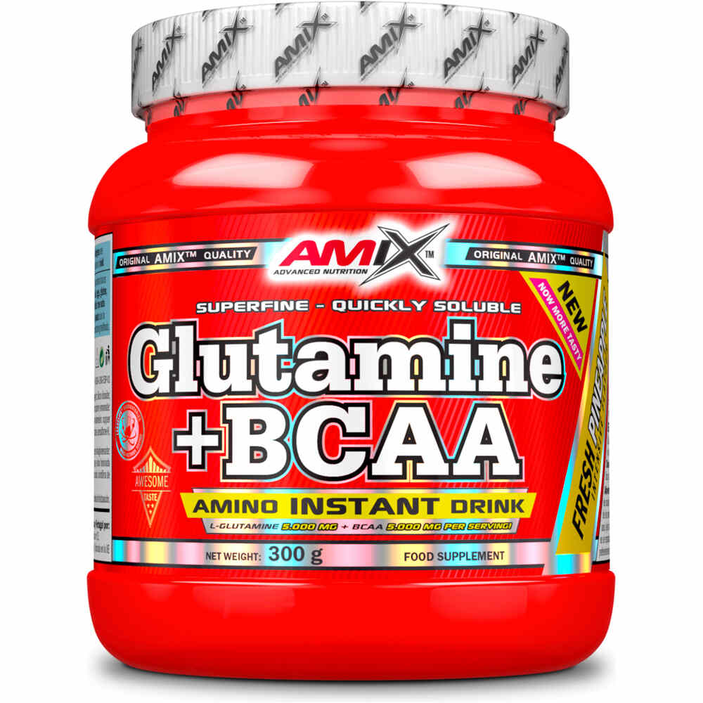 Amix Nutrition Aminoacidos GLUTAMINE+BCAA 300 GR Pia vista frontal