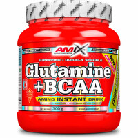 Amix Nutrition Aminoacidos GLUTAMINE+BCAA 300 GR Lima-limn vista frontal