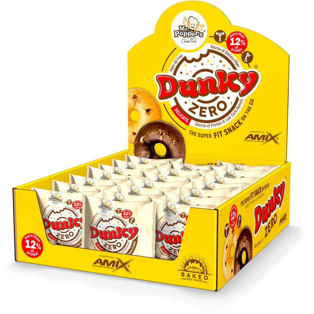 Mr. Poppers Aperitivos/Snacks CAJA DUNKY ZERO 20*70GR Black Cooki Choc vista frontal