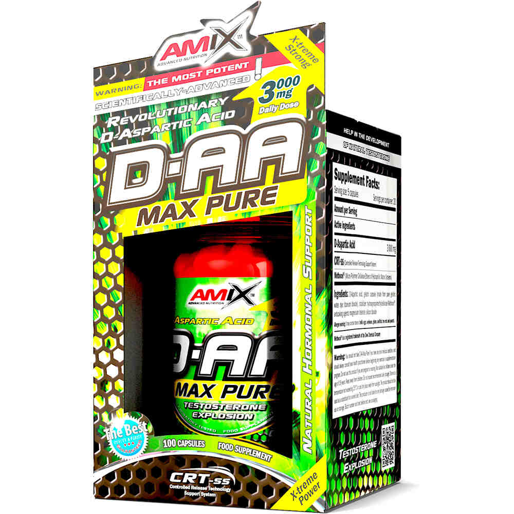 Amix Nutrition complementos nutricionales D-AA MAX PURE 100 CAPS vista frontal