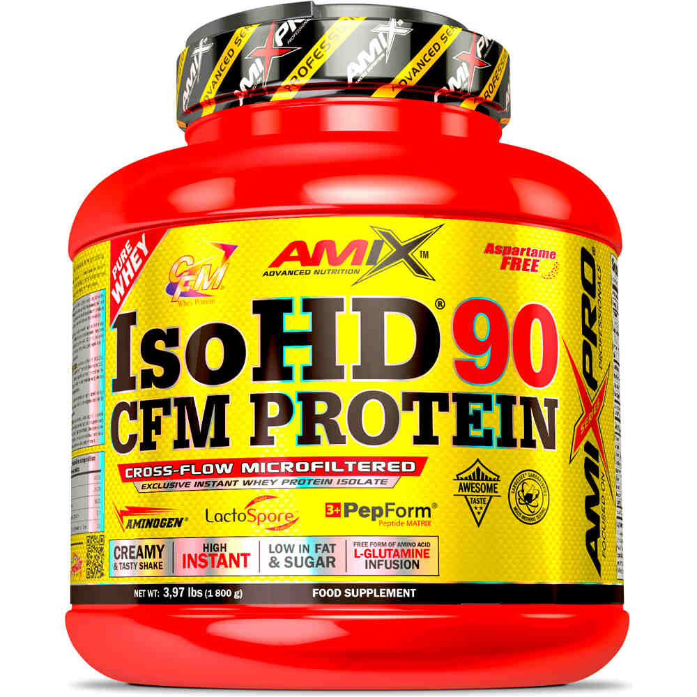 Amixpro Proteinas Aislado Suero/Whey ISO HD 90 CFM 1800 GR Doble-chocolate bl vista frontal