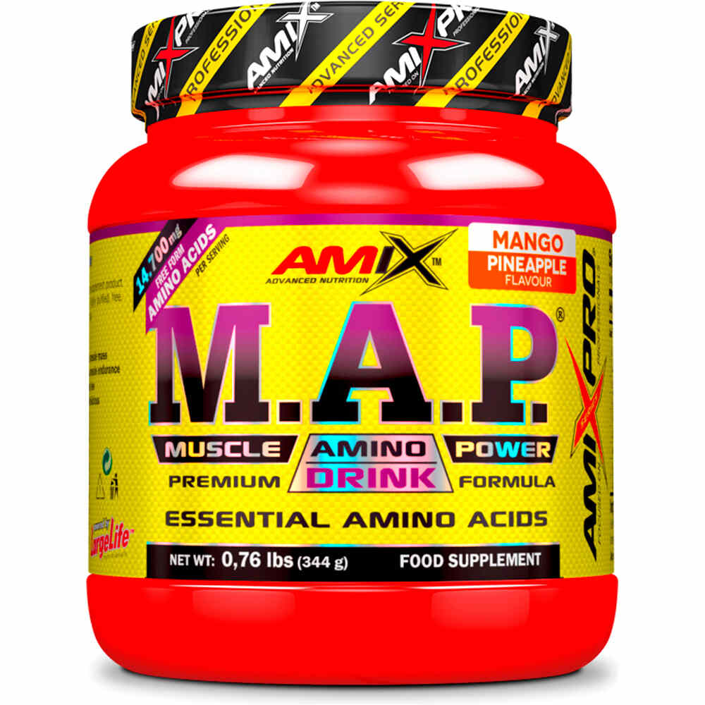 Amixpro Aminoacidos M.A.P. POWDER 344 GR Mango-Pia vista frontal