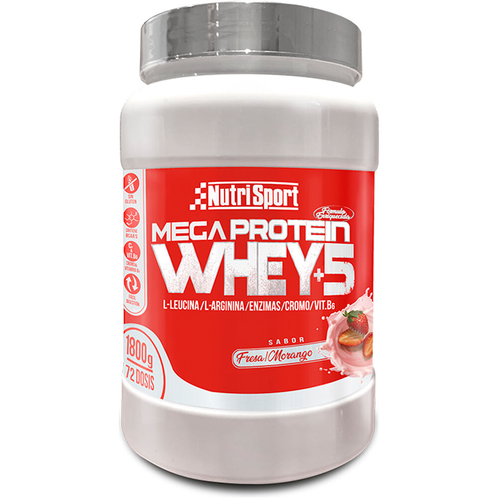 Nutrisport proteínas MEGA PROTEIN 5WHEY 1.8kg FRESA vista frontal