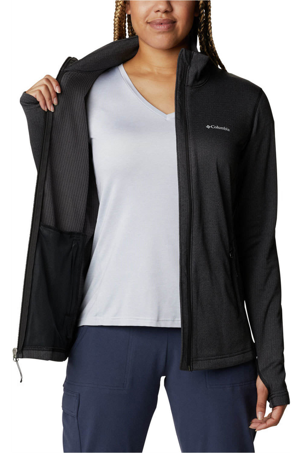 Park view grid fleece full zip forro polar mujer Negro (XL)
