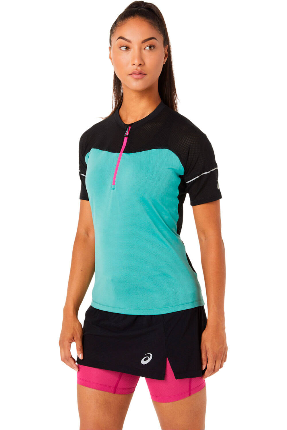 Asics camiseta entrenamiento manga corta mujer FUJITRAIL TOP vista frontal