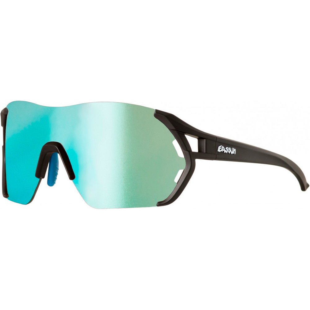 Eassun gafas ciclismo VELETA. Matt black/blue revo lens. vista frontal