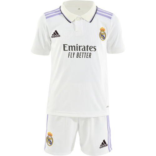 adidas Conjunto Real Madrid 22/23 Primera Equipación blanco equipación  fútbol niño