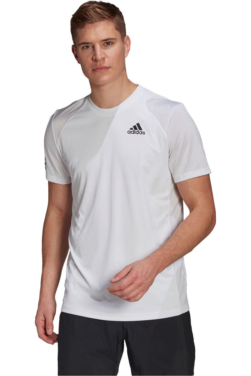adidas camiseta tenis manga corta hombre Club Tennis 3 bandas vista frontal