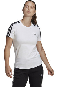 adidas camiseta manga corta mujer Essentials Slim LOUNGEWEAR 3 bandas vista frontal