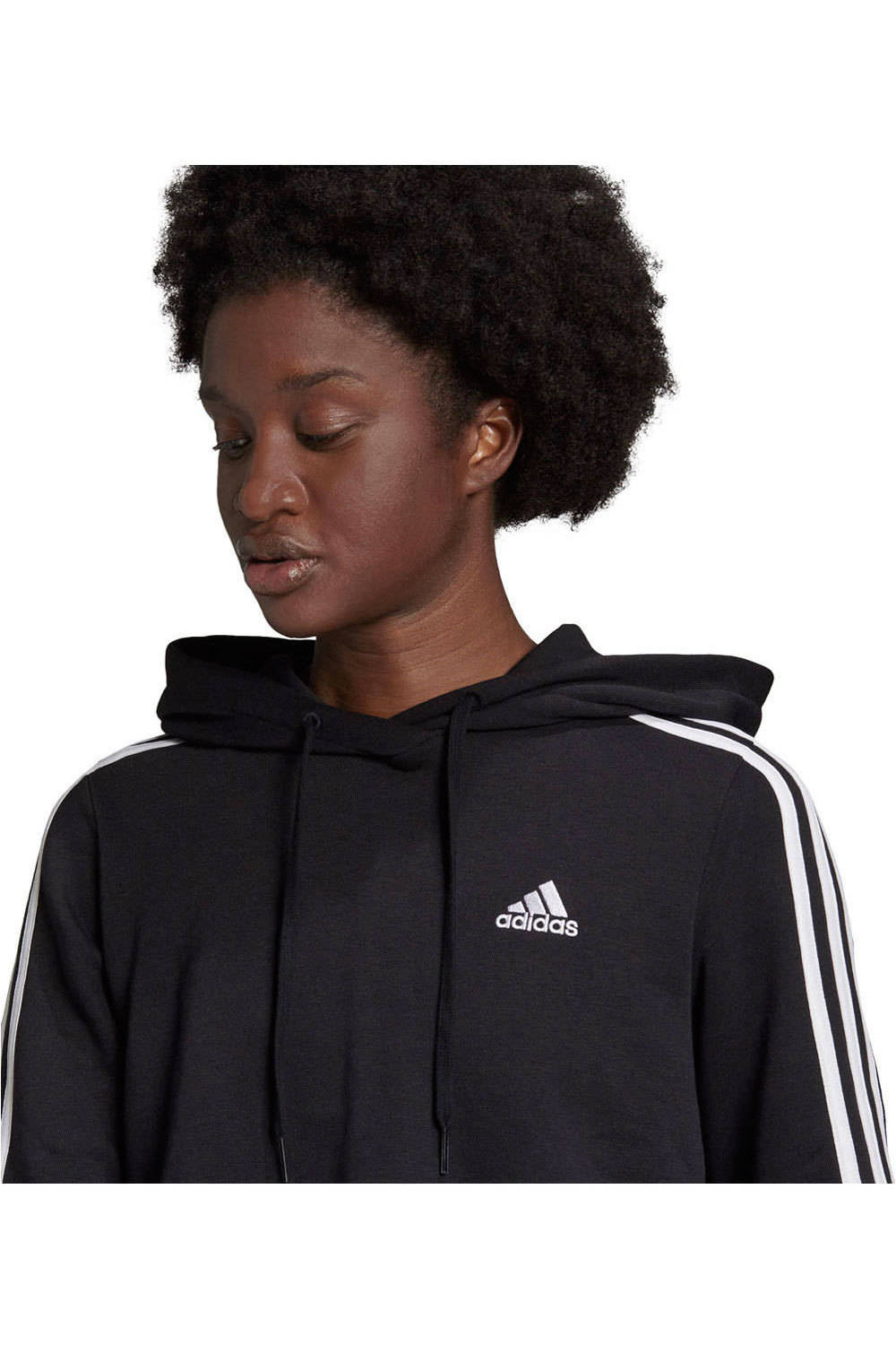 adidas sudadera mujer Essentials Cropped 3 bandas vista detalle