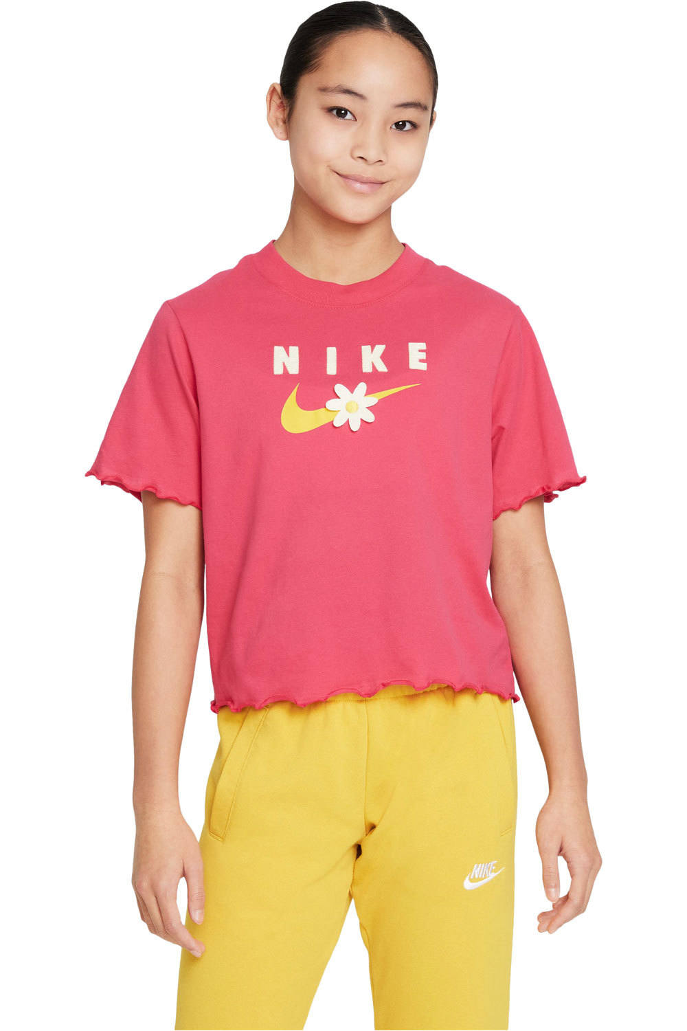 Nike camiseta manga corta niña X_G NSW TEE ENERGY BOXY FRILLY vista frontal