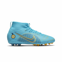 Nike botas de futbol niño cesped artificial MERCURIAL SUPERFLY JR 8 ACADEMY AG AZNA lateral exterior