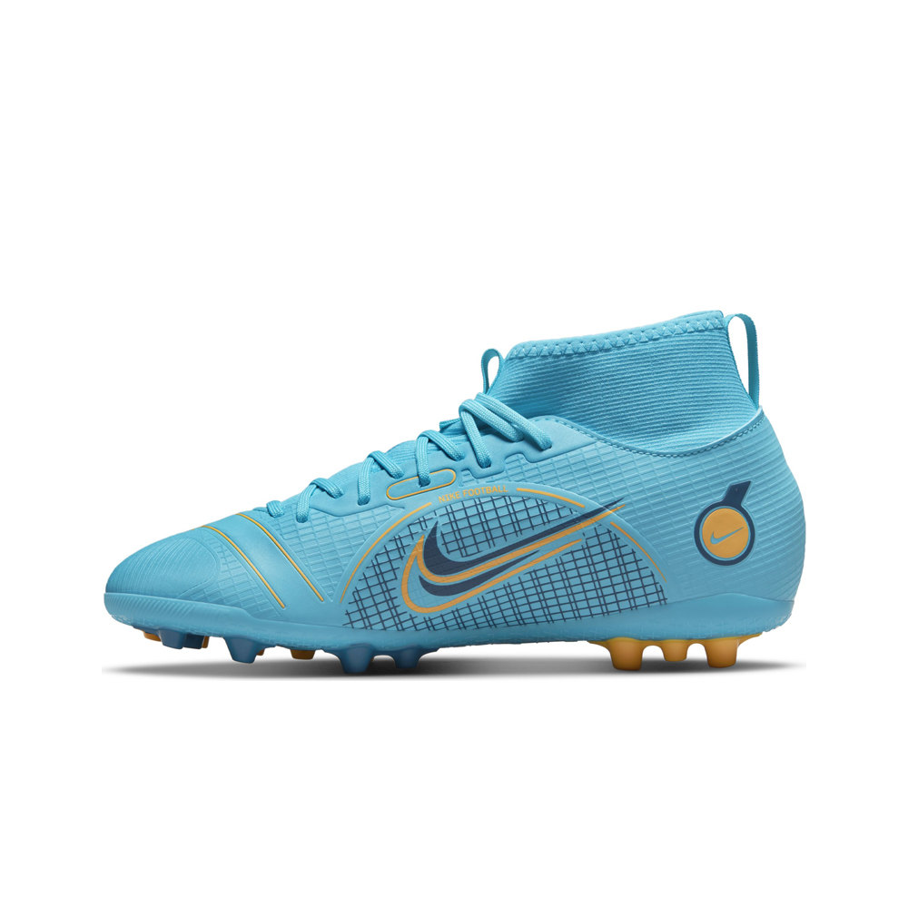 Nike botas de futbol niño cesped artificial MERCURIAL SUPERFLY JR 8 ACADEMY AG AZNA lateral interior