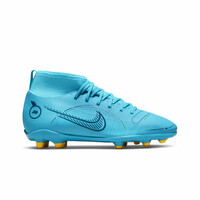 Nike botas de futbol niño cesped artificial MERCURIAL SUPERFLY JR 8 CLUB FG/MG AZNA lateral exterior