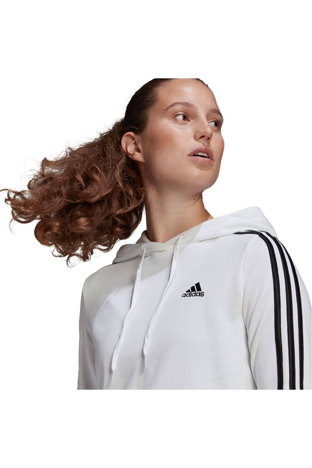 adidas sudadera mujer Essentials Cropped 3 bandas vista detalle