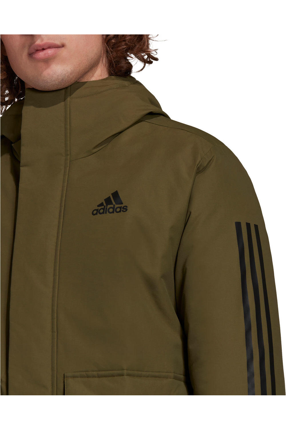 adidas chaqueta outdoor hombre Utilitas 3 bandas Unisex con capucha vista detalle