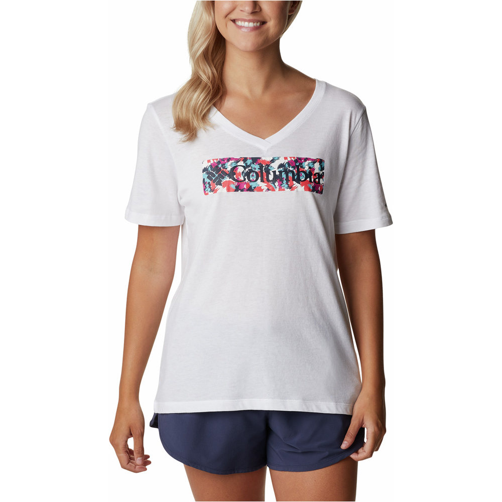 Columbia camiseta montaña manga corta mujer Bluebird Day Relaxed V Neck vista frontal