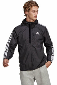 adidas chubasquero hombre Primegreen Essentials 3 bandas vista frontal