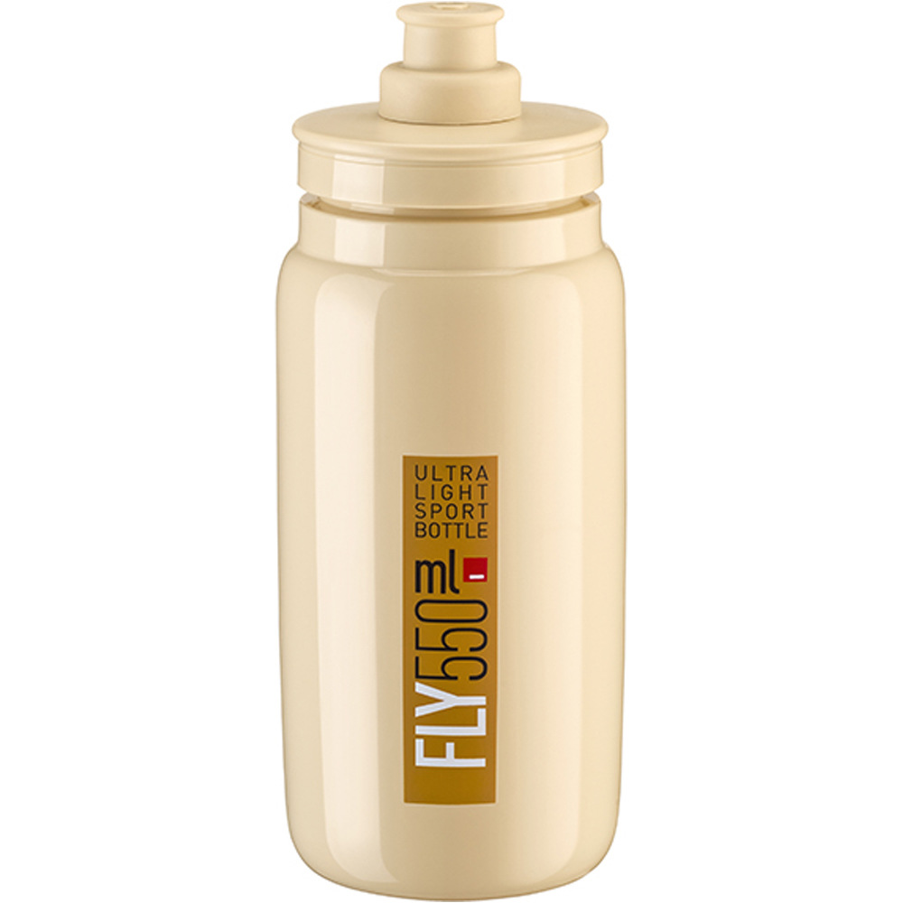 Elite bidones ciclismo BID FLY BEIGE LOGO MARRON 550ml vista frontal