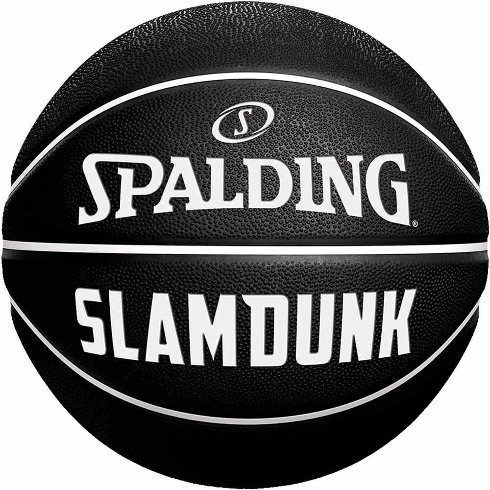 Spalding balón baloncesto SLAM DUNK BLACK WHITE vista frontal