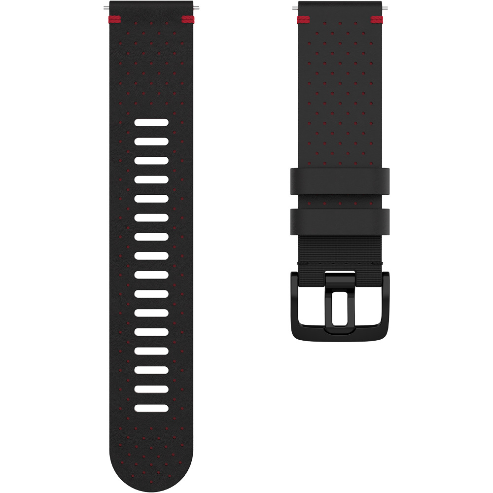 Polar correas de relojes deportivos CORREA 22MM LTHR BLK/RED M/L vista frontal