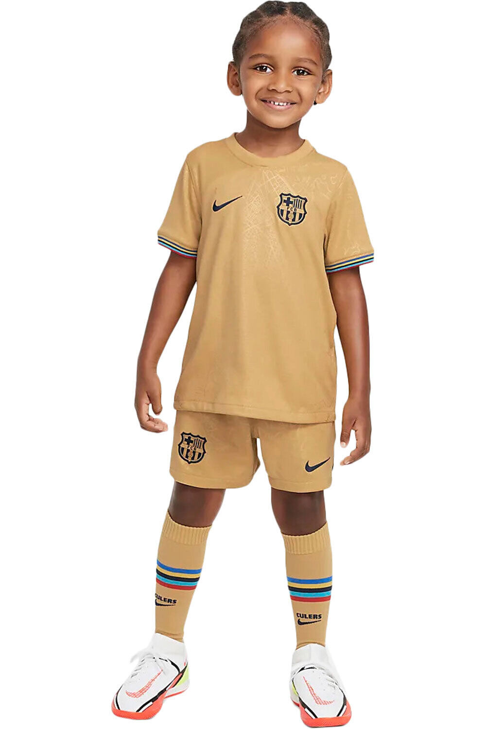 Nike equipación fútbol niño BARCELONA 23 LK NK DF KIT AW vista frontal