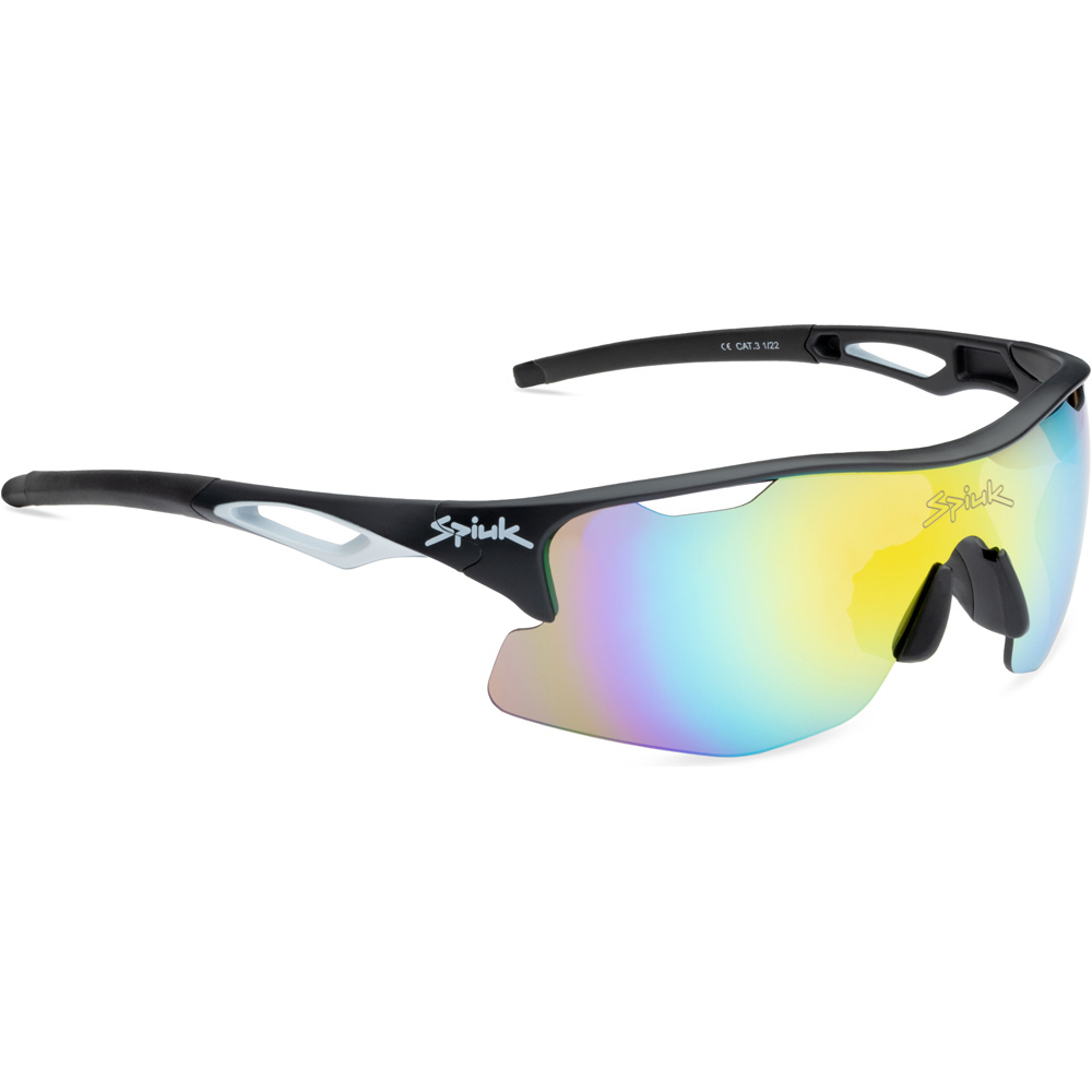 Spiuk gafas ciclismo JIFTER NEGRO/BLANCO LENTE ESPEJO NARANJA vista frontal