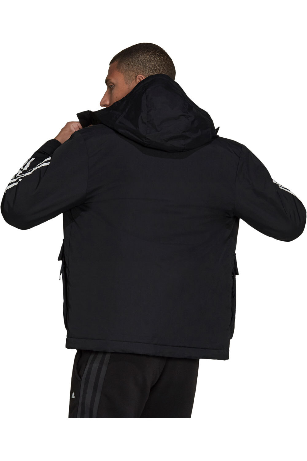 adidas chaquetas hombre Utilitas 3 bandas Unisex con capucha vista trasera