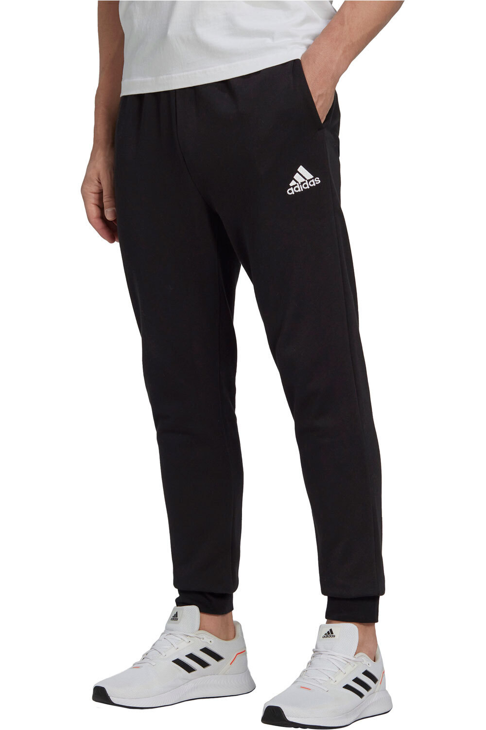 Essentials regular tapered fleece pantalón hombre Negro (XL)