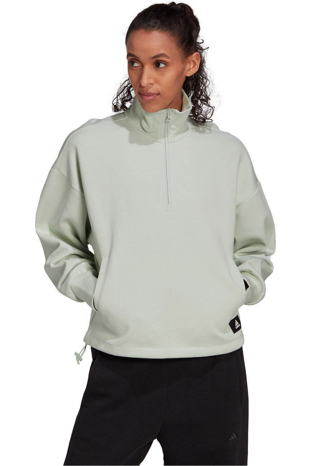 Future icons badge of sport quarter-zip sudadera mujer Verde (L)