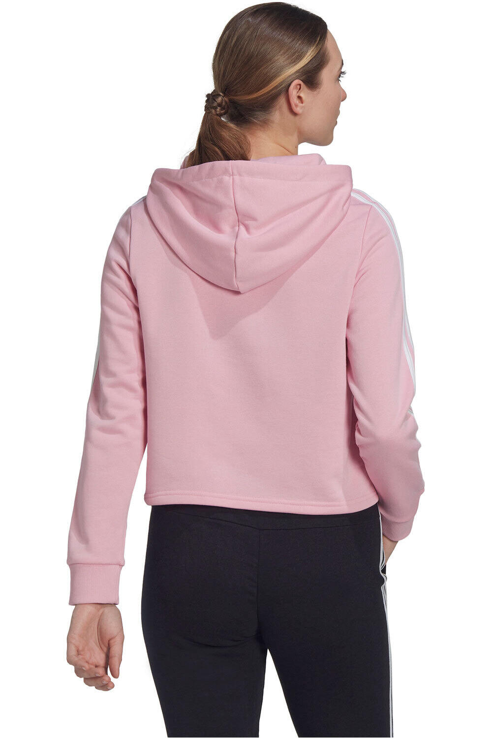 adidas sudadera mujer Essentials Cropped 3 bandas (con capucha) vista trasera