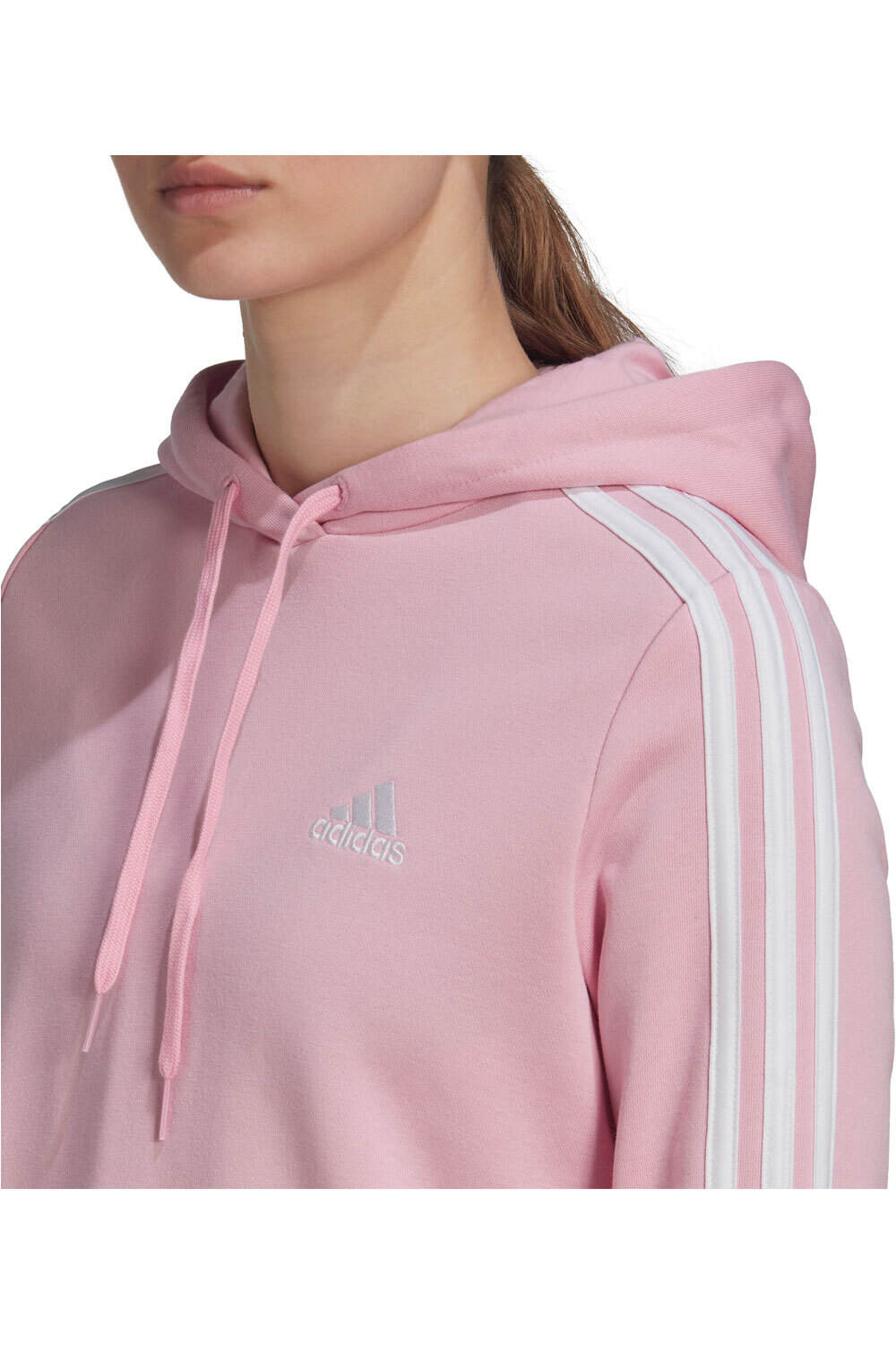 adidas sudadera mujer Essentials Cropped 3 bandas (con capucha) vista detalle